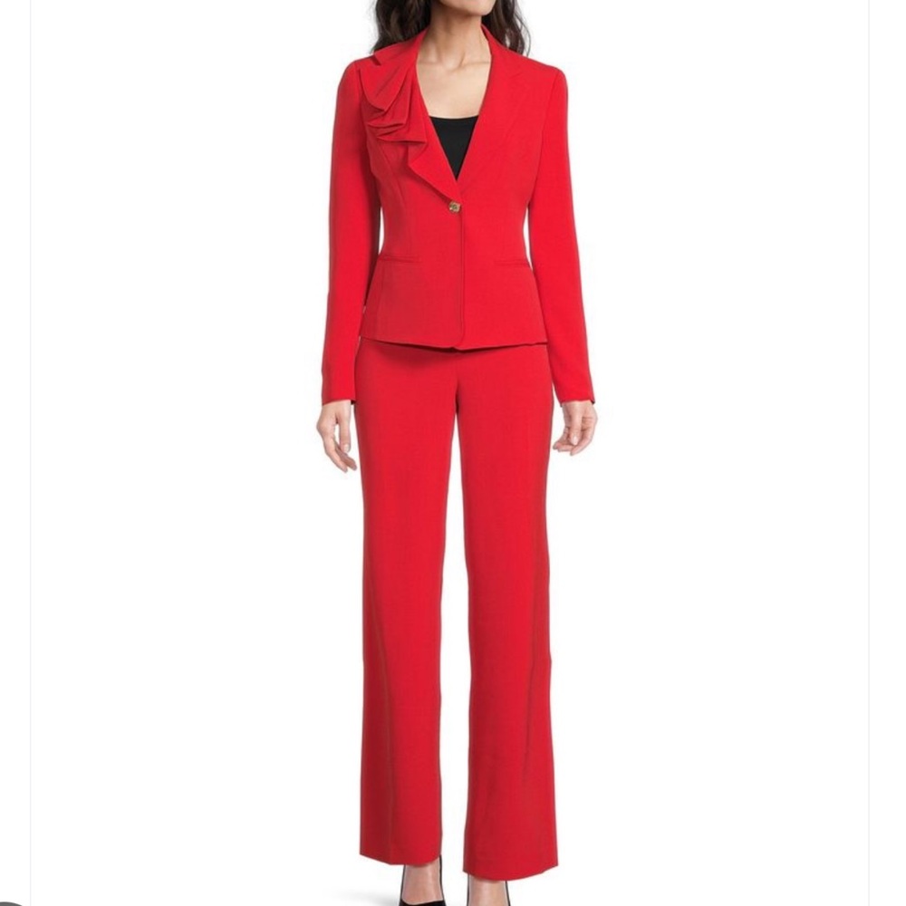 Nipon Boutique Red Womens Blazer & Pants Suit